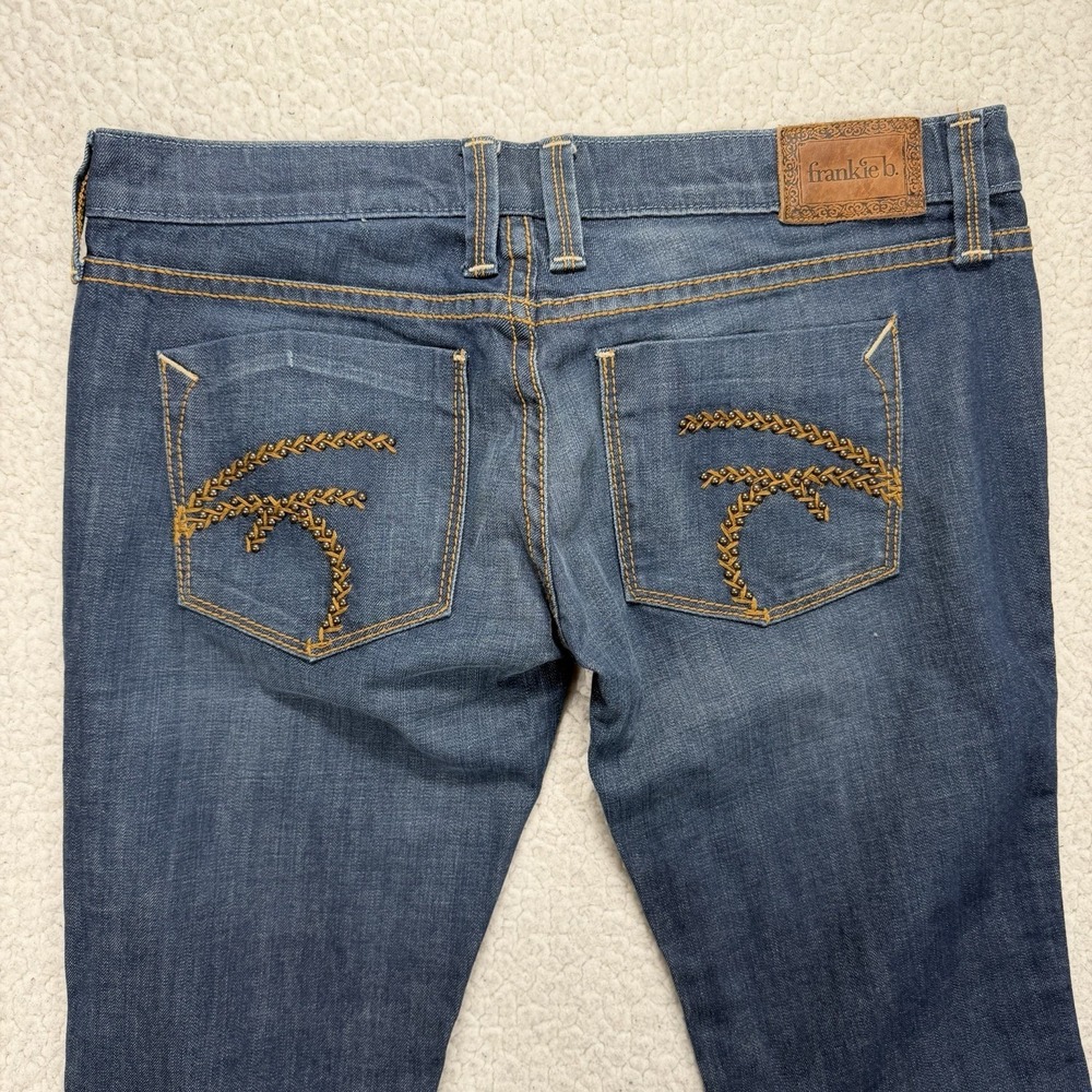 Frankie B Bootcut Jeans Women's 8 (32x30) USA Y2K Boho Western Flare Low Rise - Picture 4 of 14